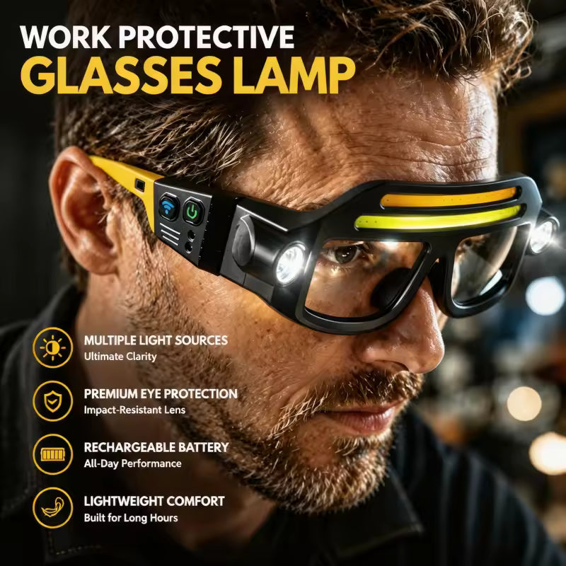 Rechargeable LED Headlamp Glasses Waterproof Adjustable
