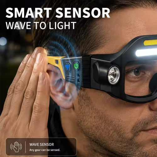 Rechargeable LED Headlamp Glasses Waterproof Adjustable